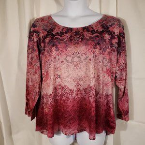 Style & Co Plus Size  Multi shade Maroon top 2X
